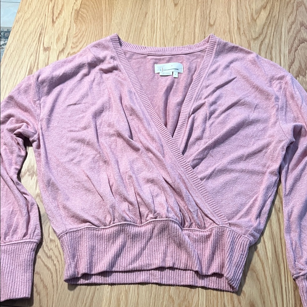 Anthropologie Pink Wrap Sweater